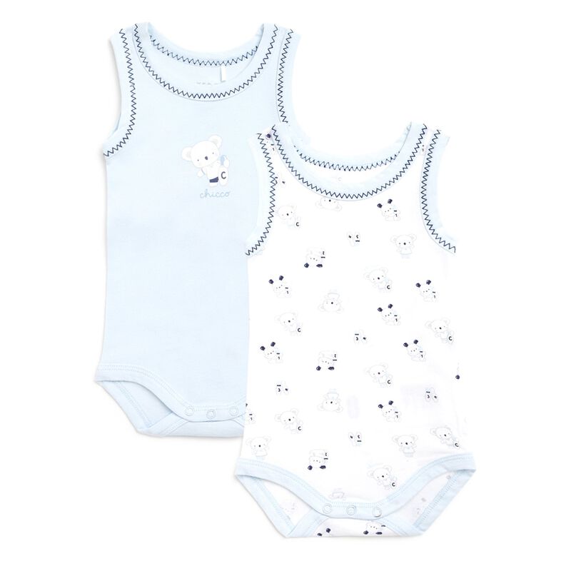 Boys Light Blue Set of 2 Body Suit image number null